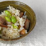 ベーコンと枝豆のペペロンチーノごはん